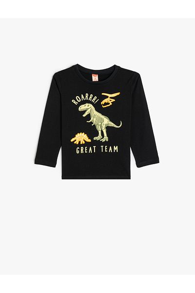 Koton Dinosaur T-Shirt Printed Long Sleeve Crew Neck Cotton