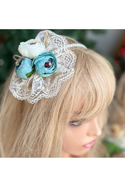 QUEEN AKSESUAR Coroană de perle cu flori artificiale de trandafiri cu design ...