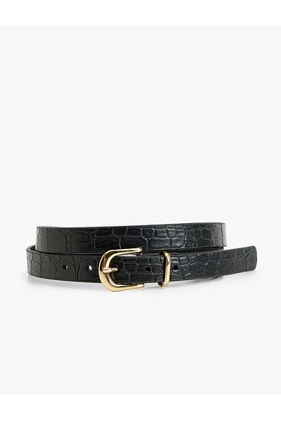 Koton Curea din imitație din piele - Cataramă metalică, aspect crocodil