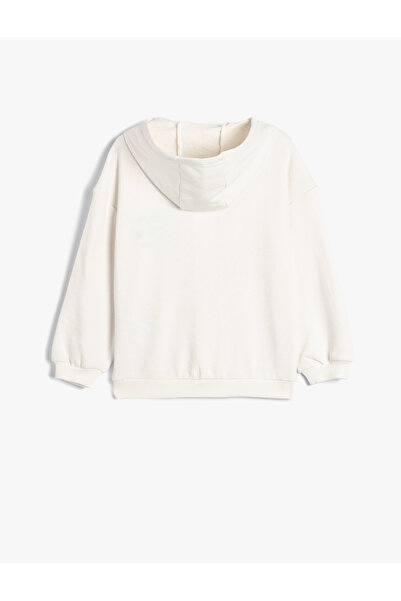 Koton Fermuarlı Sweatshirt Kapşonlu İşleme Detaylı Pamuklu Kanguru Cepli