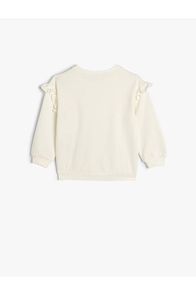 Koton Cotton Sweat - Butterfly Printed and Ruffle Detailed