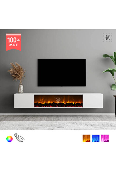 Dodo İç Mimarlık & Mobilya ROMA RENK MODLU ŞÖMİNELİ DUVAR TV ÜNİTESİ 170 CM BEYAZ