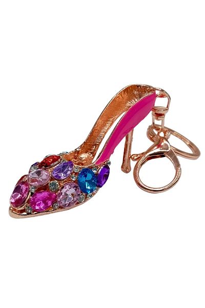 Dünyadan Hediyeler Purple Crystal Stone Keychain Heeled Shoes - No.6