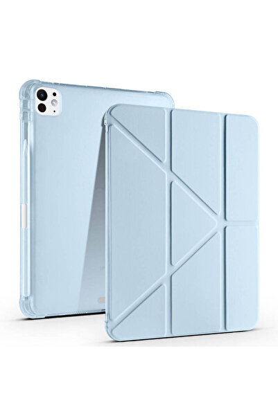 Sneezy iPad Pro 11 inç M4 2024 Uyumlu Kılıf Üçgen Katlanabilir Kalem Şarj Böl...
