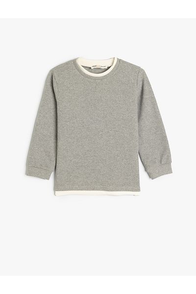 Koton Crew Neck Long Sleeve Textured Sweatshirt