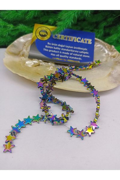 DOĞAL TAŞ CENNETİ Hematite Star Cut Natural Stone 4X4X4 (Certified)