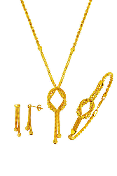 Bilezikci Sonsuzluk Örgü Zincirli Altın Set Takımı