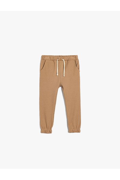 Koton Textured Cotton Basic Jogger Sweatpants - Waist Tied