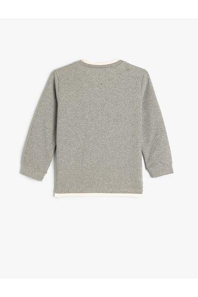 Koton Crew Neck Long Sleeve Textured Sweatshirt