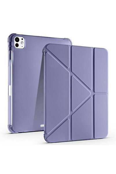 Sneezy iPad Pro 11 inç M4 2024 Uyumlu Kılıf Üçgen Katlanabilir Kalem Şarj Böl...