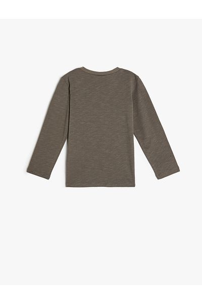Koton Long Sleeve Crew Neck Cotton T-Shirt - Space Themed