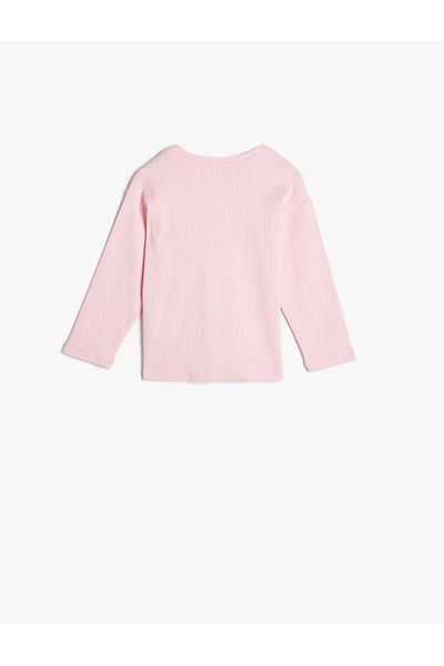 Koton Cotton Long Sleeve Cat Embroidered T-Shirt