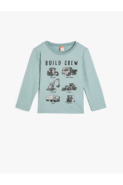 Koton T-Shirt Printed Long Sleeve Crew Neck Cotton