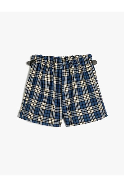 Koton Viscose Mixed - Belted Shorts Skirt, Pleated Design