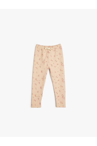 Koton Floral Patterned Textured Tights - Elastic Waist