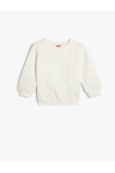 Koton Základní texturovaná mikina s dlouhým rukávem Crew Neck
