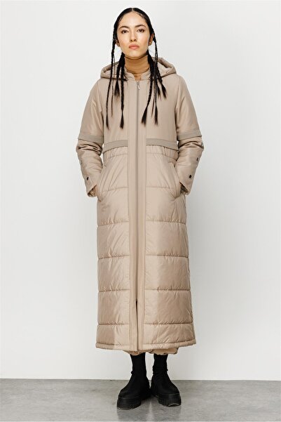 Micca Klasik İçi Dolgulu Özel Kumaşlı Manto Kaban-Taş