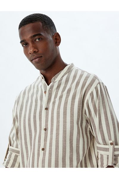 Koton Cotton Long Sleeve Prevailing Collar Shirt