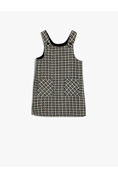 Koton Gilet Kleid Mini Tasche Rundhalsausschnitt