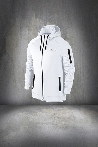 POSEIDON STORM White Men's Tracksuit Set - New Supra Combed Cotton, Anti-Sweat Fabric, Hooded and Zippered S-3xl