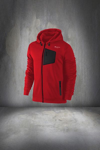 POSEIDON STORM Red Men's Sports Tracksuit Set - Comfortable Supra Combed Cotton, Hooded, S-3xl
