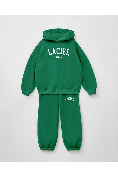 Morpembej La'Ciel Paris Unisex Kids Cotton Hooded Sweatshirt Tracksuit Bottom-Top Set