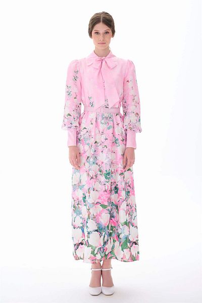 miha Hicran Önal SKIRT WATER PATTERNED DRESS Pink