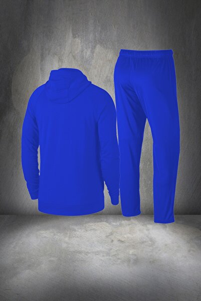 POSEIDON STORM Erkek Mavi Yeni Supra Penye Düz Fermuarlı Özel Eşofman Takım S-3XL