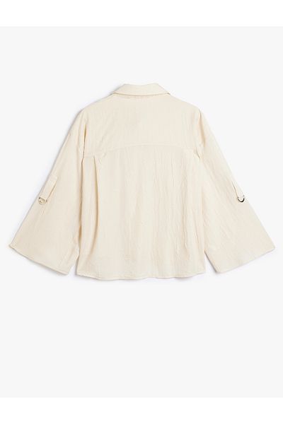 Koton Covered Double Pocket Textured Wide Long Sleeve Shirt