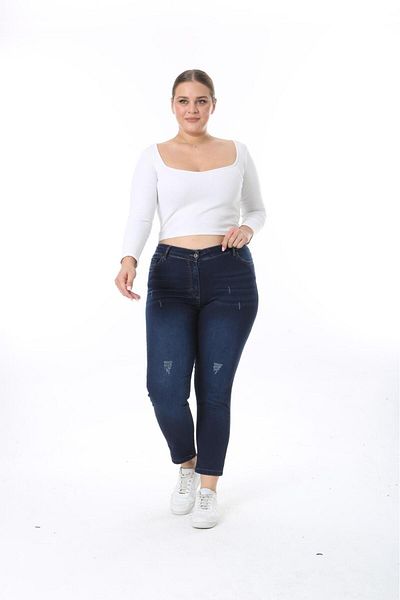 EYLÜLXXL Women's Large Size High Waist Jeans Pants Flexible Fabric