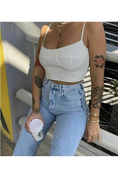 Trn JNS S.o.l.m.a.z Blue Lycra szuper magas derekú szakadt jégfarmer - széles láb