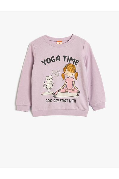 Koton Crew Neck Long Sleeve Cotton Sweatshirt - Print Detailed