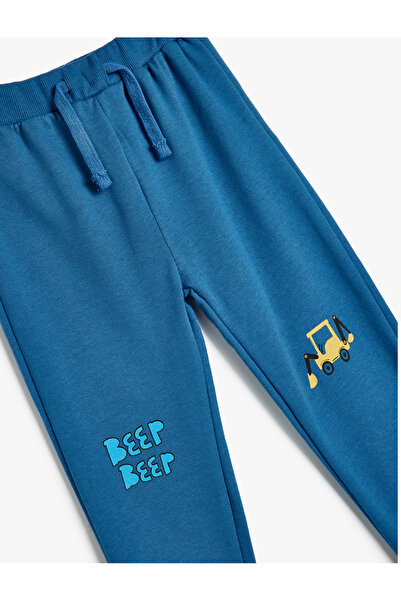 Koton Jogger Eşofman Altı Beli Bağlamalı Traktör Baskılı Pamuklu Şardonlu