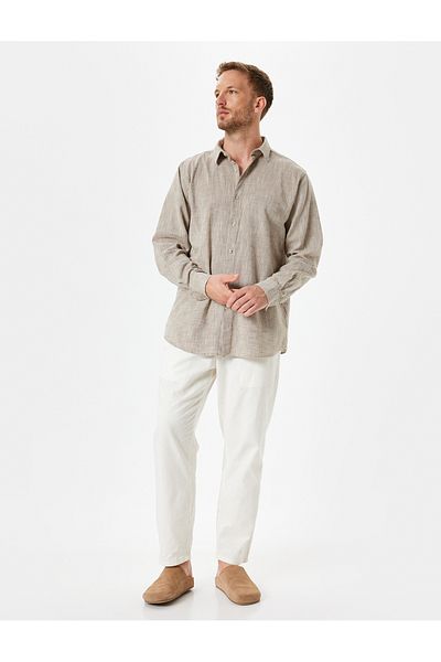 Koton Long Sleeve, Textured, Cotton Regular Fit Shirt