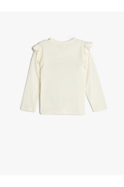 Koton Cotton long Sleeve Floral Printed Ruffle T-shirt