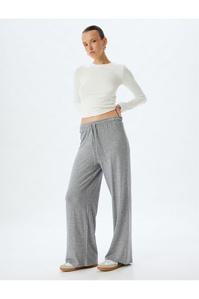 Koton Pantaloni de sport cu picioare largi, drepte, legate în talie
