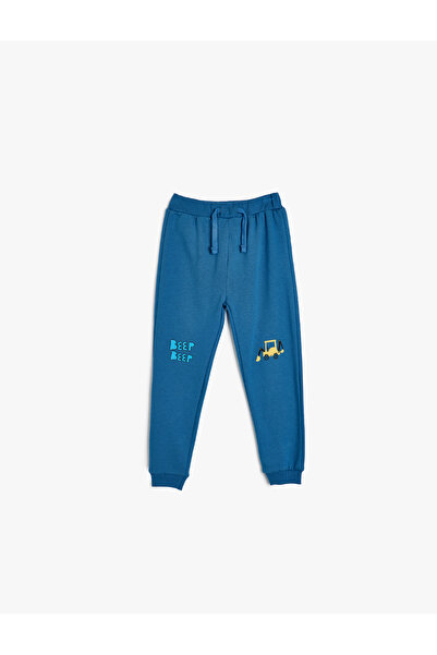 Koton Jogger Eşofman Altı Beli Bağlamalı Traktör Baskılı Pamuklu Şardonlu