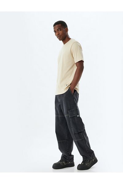 Koton Βαμβακερό Oversize Cargo Jeans με λεπτομέρεια τσέπης
