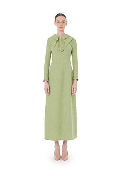 miha Hicran Önal فستان بياقة مزدوجة أخضر