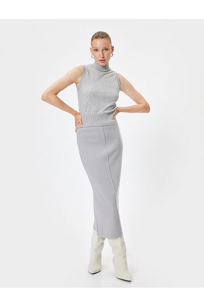 Koton Midi Length Slim Fit Standard Waist Pencil Knitwear Skirt
