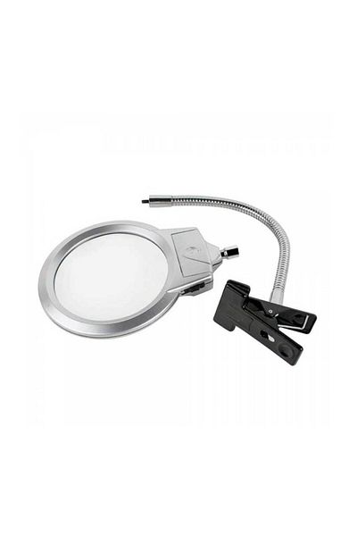 Nikula 2.5X130 Mm 5X24 Mm LED Illuminated Magnifier Table Top Metal Hose with Latch Mg15124-C