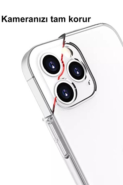 CEPSTOK Iphone 12 Uyumlu Kılıf Şeffaf 3d Kamera Lens Korumalı Silikon