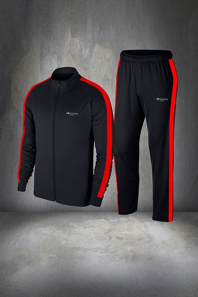POSEIDON STORM Men's Running and Exercise Tracksuit Set - Oversize, Black Custom Supra Combed Cotton, 4xl-10xl