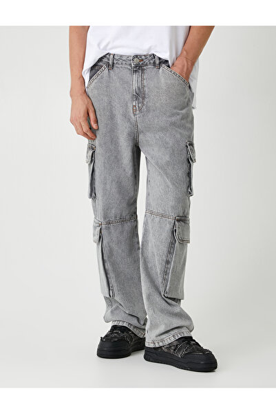 Koton Oversize Cep Detaylı Pamuklu Kargo Kot Pantolon