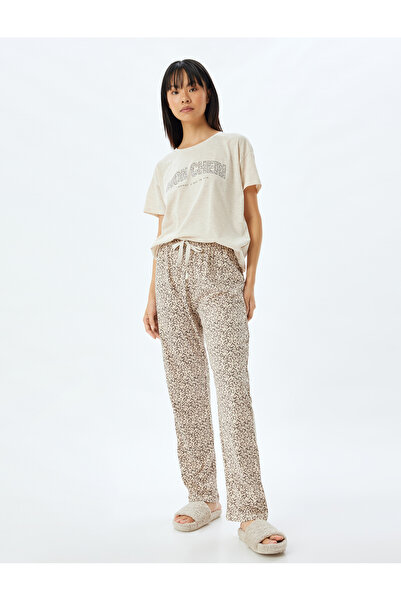Koton Σετ πιτζάμες με κοντό μανίκι με βαμβακερό σχέδιο λεοπάρ