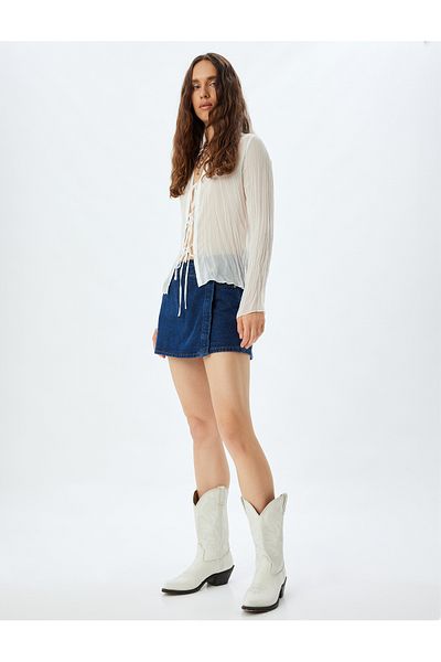Koton Mini-Jeans-Shorts-Rock mit Standard-Taille und Taschendetail