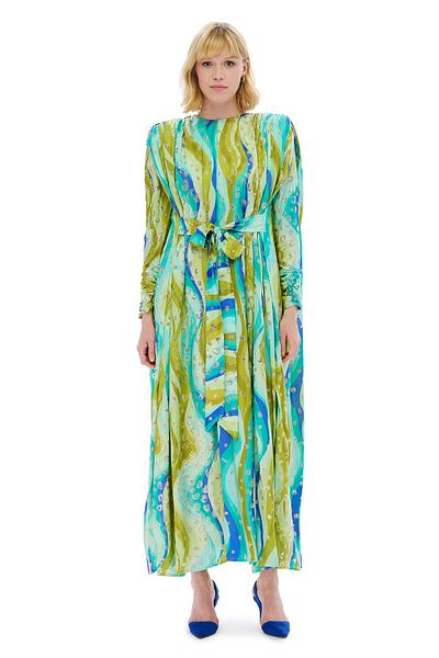 miha Hicran Önal Rainbow Dress Green