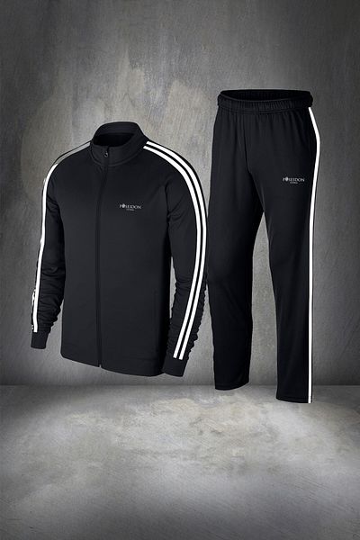 POSEIDON STORM Men's Large Size Black Supra Combed Cotton Tracksuit Set - Comfortable Fit 4xl-10xl