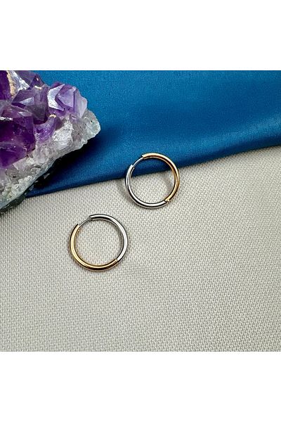 Opia Takı & Aksesuar Steel Two Colors Gold Silver Hoop Earrings