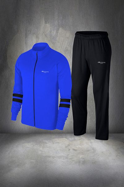 POSEIDON STORM Men's Blue Special Supra Combed Cotton Tracksuit Set - Large Size 4xl-10xl